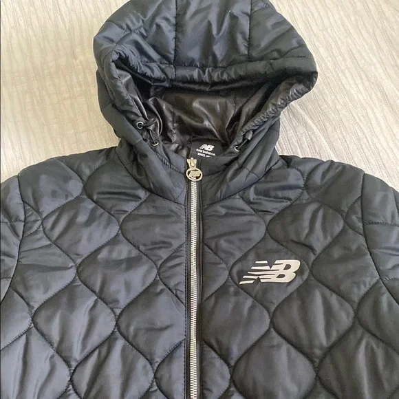 Black Quilted New Balance Hooded Jacket - Picture 2 of 10